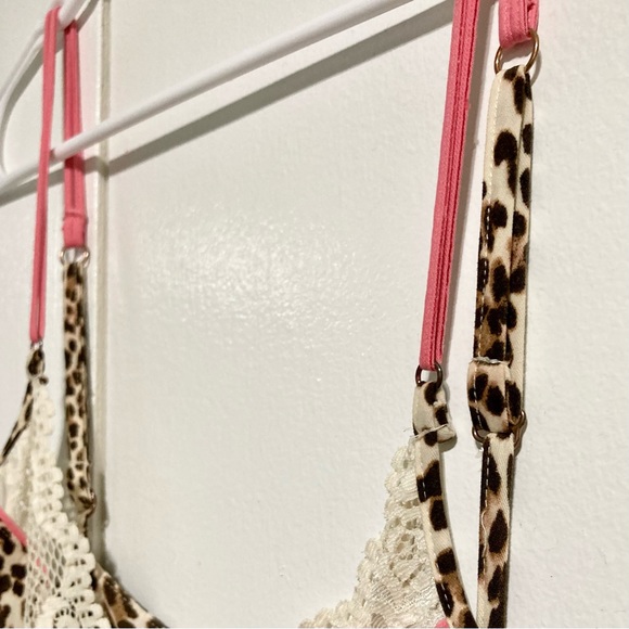 IN BLOOM by JONQUIL Cheetah Print Chemise Cream Lace, Pink Trim Womens Large - Picture 11 of 16